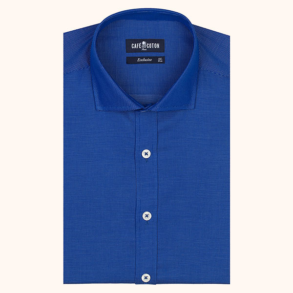 Chemise coupe cintrée en micro oxford bleu - Chemises